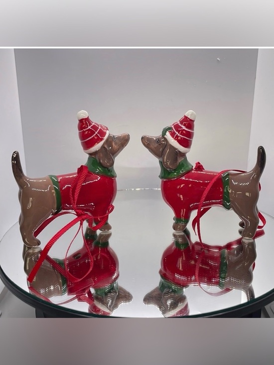 Blue Sky Other - 🎄Blue Sky handcrafted handpainted Dachshund and Ornament set.